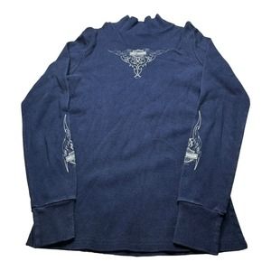 Harley Davidson Women’s Long Neck Sleeve Shirt Blue Size Small‎ Mile High Harley